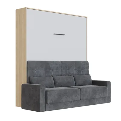 Produktbild von Schrankbett mit SOFA SMARTBett  M1 180x200 Vertikal Kaiser Eiche/Perlgrau