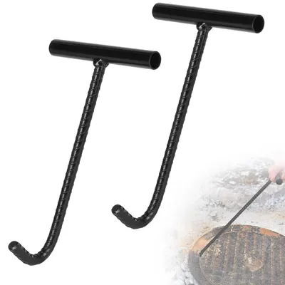 Produktbild von 2 Stück Kanaldeckelheber Gullideckel Haken Kanalhaken Schachtdeckelheber, T Schachthaken Kanaldeckelheber, Schachtdeckelhaken mit Gewinde, für Schachtabdeckung, Kanaldeckel, 30cm