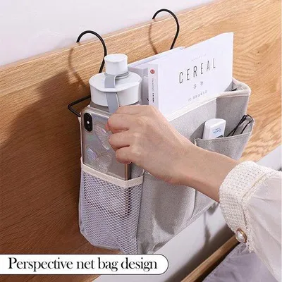 Produktbild von Famanu Bettorganizer mit Haken - grau
