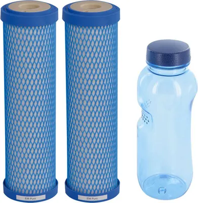 Produktbild von 2x Wasserfilterpatrone EM Puro & Tritan Trinkflasche 0,5l BPA frei
