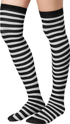 Produktbild von Gestreifte Overknee-Strümpfe schwarz-weiß - schwarz/weiß