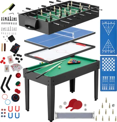 Image de Table de jeu multifonction SirGameALot 15-en-1 avec accessoires - noir/vert