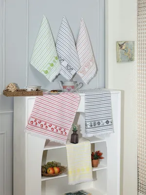 Produktbild von Hermia Concept, Çilek, Küchenhandtuch-Set (6-teilig), 100% BAUMWOLLE, Weiß, 50 x 70 x 70 cm