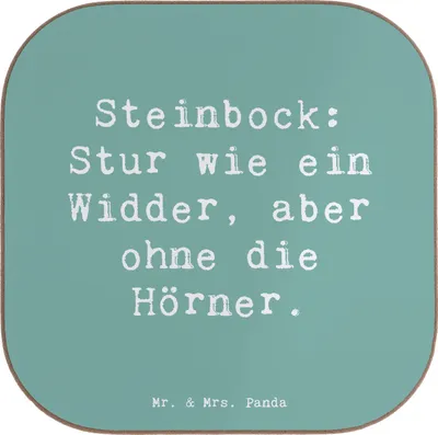 Produktbild von Mr. & Mrs. Panda Untersetzer für Gläser Spruch Steinbock Entschlossen - Meeresbrise - Geschenk, Horoskop, Coaster, Holzuntersetzer, gläseruntersetzer, Eigenwillen, Tasse