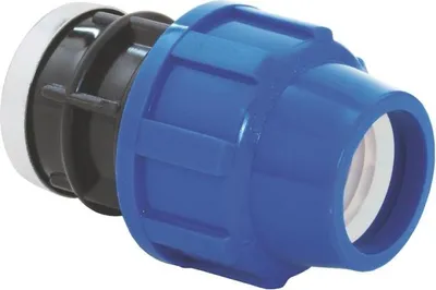 Produktbild von PP Rohr Verschraubung Blau PN16 Klemmfitting DVGW, Kupplung 32 x IG 3/4"