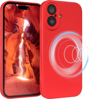 Produktbild von EAZY CASE - Silikonhülle magnetisch für Apple iPhone 17, Hülle Silikon, weich stoßfeste Magnet Handyhülle, Schutzhülle mit Kameraschutz, TPU Bumper in Rot