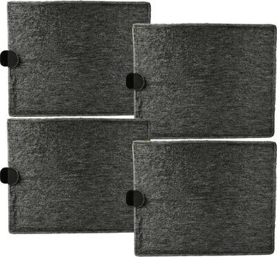 Four charcoal filters are arranged in a 2x2 grid on a white background.