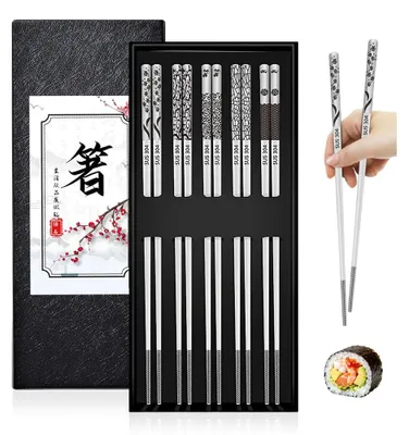 Imagen del producto de Palillos de acero inoxidable, juego de 5 pares, 23,5 cm, para la cocina