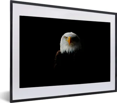 Produktbild von MuchoWow® MuchoWow® Gerahmtes Poster Adler - Vogel - Schwarz 60x40 cm - Poster mit zchwarzem Bilderrahmen - Schlafzimmer - Plakat in Rahmen - Drucken
