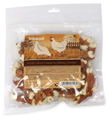 Productafbeelding van Biazoo calciumbotten, wit, omhuld met kip, 500 g, verteerbaar voor honden