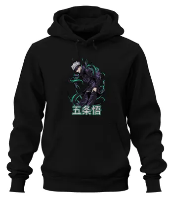 Obrázek produktu pro Jujutsu Kaisen Gojo 五条悟 Anime Otaku Gift Cool Blindfold Uni mikina s kapucí, černá, S