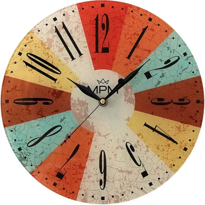 Produktbild von MPM-Quality Wanduhr Multi Glas mehrfarbig Ø 300 mm lautloses Quarzuhrwerk