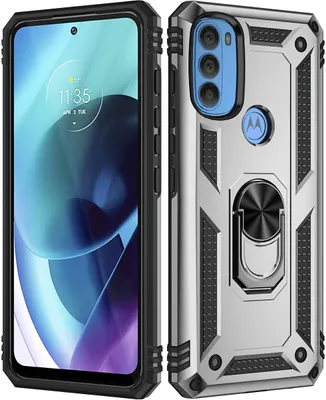 Produktbild von Mobigear Armor Ring  Motorola Moto G71 5G Hülle Hardcase Backcover Stoßfest mit Ringhalter - Silber