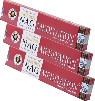 Produktbild von 3x Golden Nag Meditation Räucherstäbchen 45g – Ayurvedisches Räucherwerk