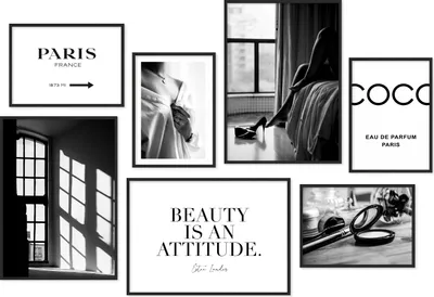 Produktbild von Hyggelig Home Premium Poster Set - 7 passende Bilder OHNE RAHMEN im stilvollen Set - 3 x DIN A3 + 4 x DIN A4 - Set Black and White