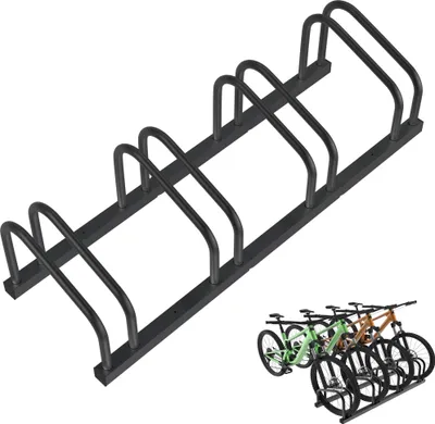 Produktbild von UISEBRT Fahrradständer für 4 Fahrräder – Metall-Mehrfachständer Aufstellständer für E-Bikes & Lastenräder, 37cm Abstand, für 30-65mm Reifenbreite, Schwarz