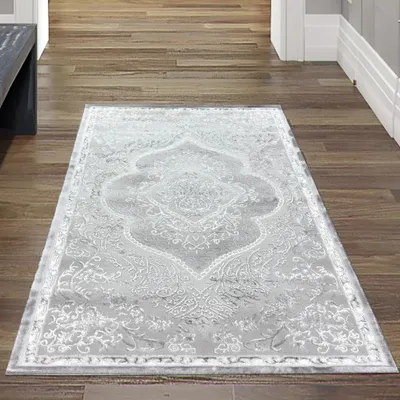Obrázek produktu pro Orientální koberec s ornamenty s vysokým efektem šedobéžový velikost - 80 x 150 cm