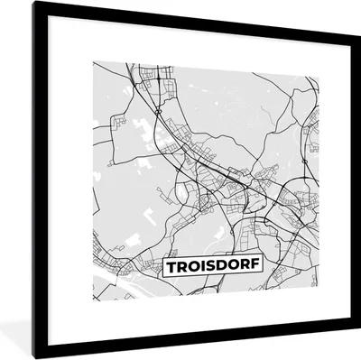 Produktbild von MuchoWow® Gerahmtes Poster Troisdorf - Karte - Stadtplan - Deutschland 40x40 cm - Poster mit Schwarzem Bilderrahmen Wandposter Rahmen Foto Bilder - Poster - Plakat im Rahmen
