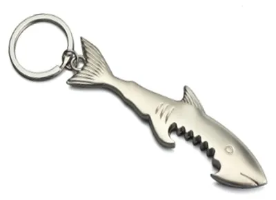 Flashenöffner Schlüsselanhänger Haifischform, Silber, 1 Stück