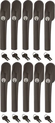 Produktbild von Abus FG300 abschließbarer Fenstergriff braun, im Set 10 Stück gleichschließend, Schließung AL0089 mit insgesamt 20 Schlüssel