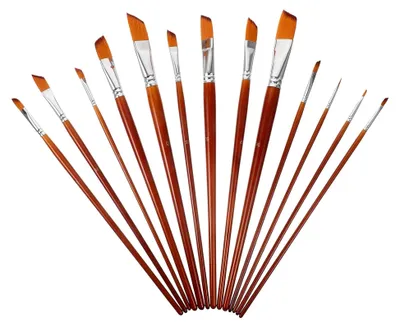 Produktbild von 13-teiliges Set Flachpinsel aus Nylon für Aquarell- und Ölmalerei
