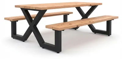 Produktbild von EXIT Picknicktisch X-200, 6 Personen, 200cm, Holz Gartentafel, Picknicktisch für Outdoor, Wetterfest
