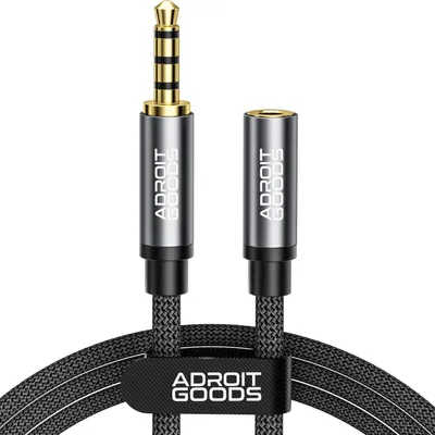 Obrázek produktu pro AdroitGoods Prodlužovací kabel 3,5 mm samec na 3,5 mm samici AUX - 100 cm - Prodlužovací audio kabel - Nylonové opletení - Pozlacené konektory