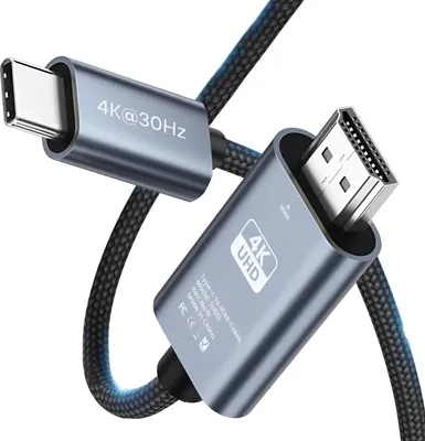 Produktbild von MMOBIEL USB-C zu HDMI Kabel 2 m -4K@30Hz Geflochtenes Thunderbolt 3 HDMI Adapter
