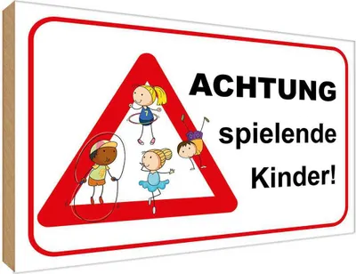 Produktbild von vianmo Holzschild 30x40 cm Achtung spielende Kinder Warnschild Hinweisschild