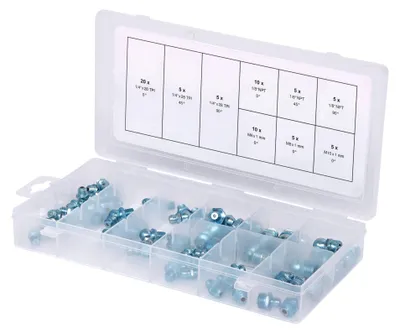 Immagine prodotto di KS TOOLS Sortiment Schmiernippel metrisch & Zoll 70tlg. - 970.0360