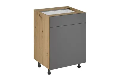 Produktbild von Küchenunterschrank 60 cm ohne Arbeitsplatte küchenmöbel, Langen D60S1 Grau / Matt