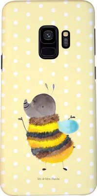 Produktbild von Mr. & Mrs. Panda Samsung Galaxy S9 Handyhülle Hummel flauschig - Gelb Pastell - Geschenk, Hülle, Natur, Blume, Handy Schutzhülle, Cover, Biene, Lustige Sprüche