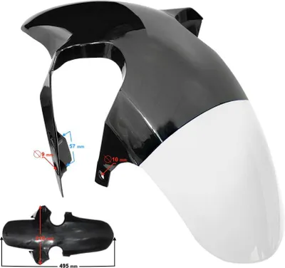 Produktbild von Gehäuse - Frontflügel schwarz und weiß GT 125