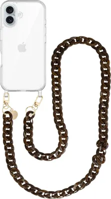 Produktbild von Brown Chocolate Transparant Cord Hülle - Long Cord  - Kompatibel mit iPhone 16