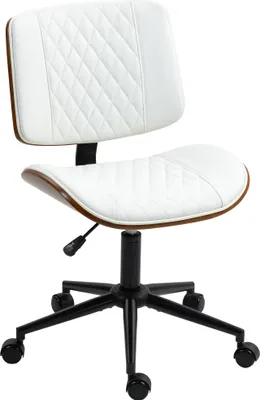 Produktbild von Bürostuhl Höhenverstellbarer Schreibtischstuhl mit Rolle, Diamantsteppung 52 x 53 x 80-90 cm Weiß
