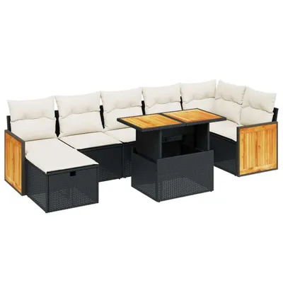Produktbild von vidaXL 8-tlg. Garten-Sofagarnitur mit Kissen Schwarz Poly Rattan