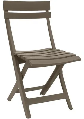 Image de Chaise Pliante Miami GROSFILLEX, Taupe, Résistante Intempéries et UV, 42 cm x 50 cm x 80 cm