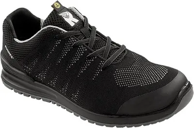 A single black and gray athletic shoe is shown from a diagonal angle against a white background.