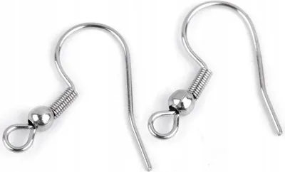 Produktbild von Ohrringbasis mit Kugel, Edelstahl, Platin, 19 mm, 10 Stück.