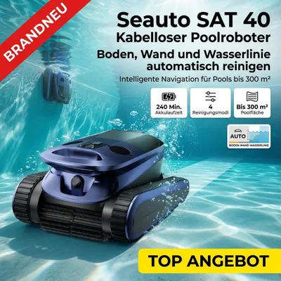 Produktbild von Seauto SAT 40 Poolroboter 240 Min KI Navigation bis 300 m²