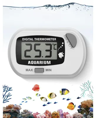 Imagen del producto de Termómetro digital para acuario - Mini - Blanco - Rango de medición -10 a 60 °C - Lectura en °C y °F