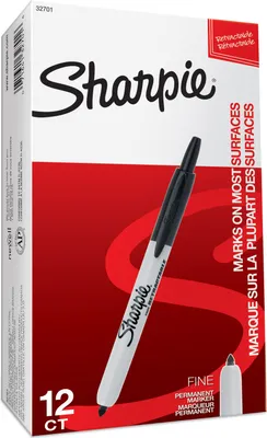 Produktbild von Sharpie Fine Retractable, Schwarz, Feine Spitze, Schwarz, Grau, Fein, 1 mm, AP