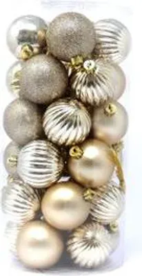 Produktbild von B&S 30 Weihnachtskugeln champ. 6 cm Farbmixi | champagner | 6 cm | Kunststoff