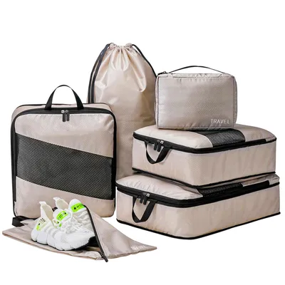 Produktbild von Kofferorganizer Compression Packing Cubes Set für mehr Platz im Koffer & Backpack (6-tlg), für Rucksack & Koffer
