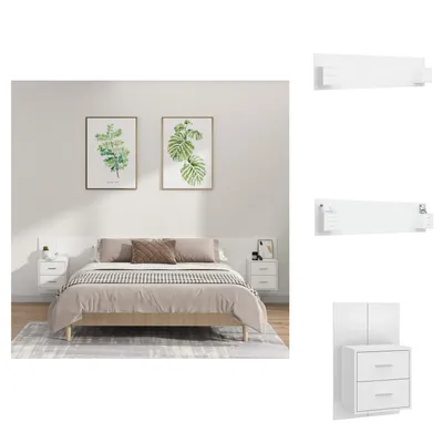 Immagine prodotto di vidaXL Testata del letto con comodini in legno bianco - Testate e piedi