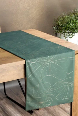 Produktbild von Festliche Tischdecke Tischdekoration BLINK 18  35x140 cm dunkelminze VELVET