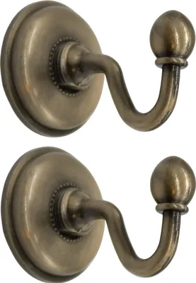 Produktbild von 'FUXXER®- 2x Antike Messing Handtuch-Haken, Wand-Haken, Klassisches Design Bronze Eisen Messing, 48 x'