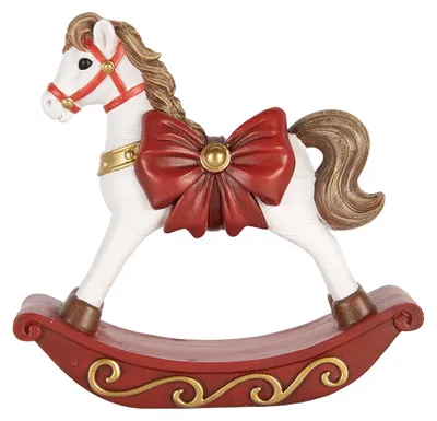 Obrázek produktu pro Dekorační figurka na Vánoce od Clayre & Eef, ve tvaru houpacího koně, rozměry 17x5x18 cm, bílá barva, plast