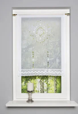 Produktbild von Home Wohnideen Fensterbehang Leinenstruktur Bestickt 023715-0105 H x B 100 x 60 cm Weiss
