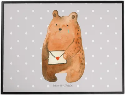 Produktbild von Mr. & Mrs. Panda schreibauflage Bär Liebesbrief - Grau Pastell - Geschenk, malmatte, Partner, malunterlage, Teddy, Liebeskummer, schreibtischunterlage, Tischunterlage